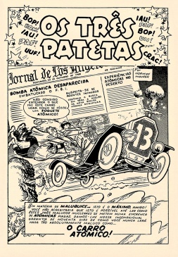 Primeira página da história O Carro Atômico, desenhada por Norman Maurer.